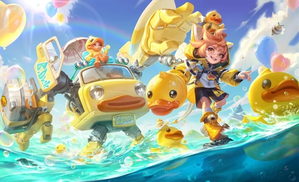 《王者荣耀》联动小黄鸭B.Duck推出超萌皮肤：孙尚香、刘禅化身可爱机器人