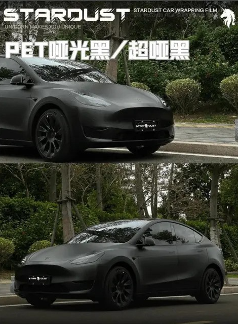 特斯拉Model Y暗黑改装方案：独角兽哑光黑改色膜惊艳亮相