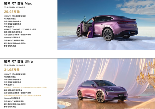 智界R7增程版正式上市：综合续航1673公里，售价29.98万元起